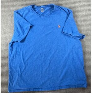 Polo Ralph Lauren Mens XL Blue Cotton Short Sleeve T-Shirt Orange Pony Logo